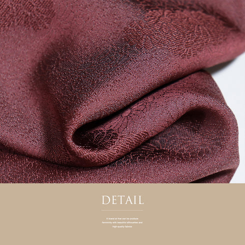 道中着 リサイクル 身丈102.5cm 裄68.2cm 袷 菊柄の地紋 ロング丈 レッド Lサイズ お洒落 しつけ糸 正絹 Sランク