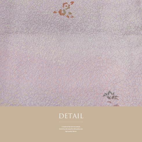 小紋 リサイクル 身丈151.8cm 裄66.4cm 袷 草花柄 型染め パープル Sサイズ お洒落 カジュアル 正絹 広衿 Sランク