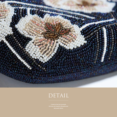 バッグ ネイビー ビーズ Aランク ビーズバック 花柄