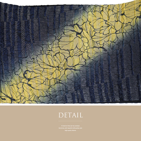 袋帯 リサイクル 帯丈464cm ポイント柄 蔦柄 ビロード織り ネイビー LLサイズ 正絹 新品・未使用品 お洒落