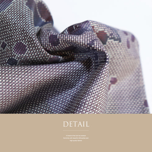 紬 リサイクル 身丈159cm 裄63.4cm 袷 草木柄 パープル Mサイズ カジュアル お洒落 正絹 広衿 Aランク