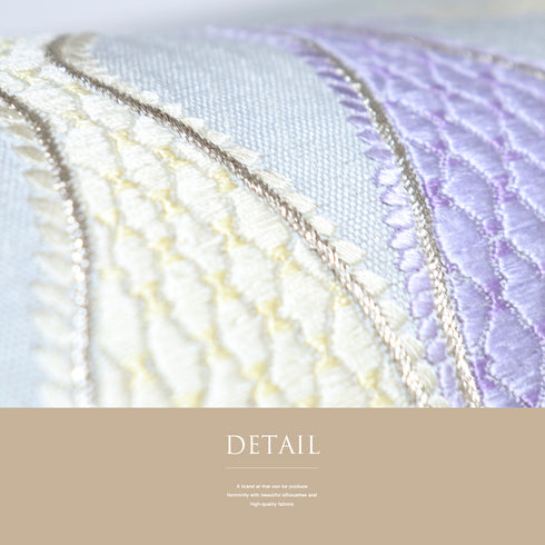 名古屋帯 リサイクル 帯丈373.4cm ポイント柄 猫柄 刺繍 ブルー Mサイズ 正絹 Sランク カジュアル お洒落