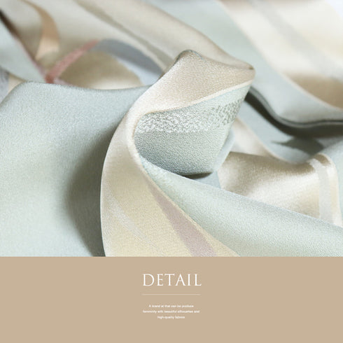 小紋 リサイクル 身丈166.2cm 裄69.8cm 袷 デザイン彩色模様 地紋 グリーン LLサイズ お洒落 カジュアル 正絹 広衿 Sランク