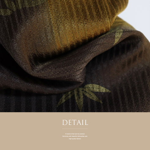 道中着 リサイクル 身丈90.2cm 裄62cm 袷 竹柄 地紋 ブラウン SSサイズ お洒落 正絹 Sランク