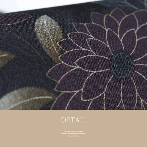 袋名古屋帯 リサイクル 帯丈374cm 全通 撫松庵 花柄 菊・撫子・萩 グレー Mサイズ ポリエステル Sランク カジュアル お洒落