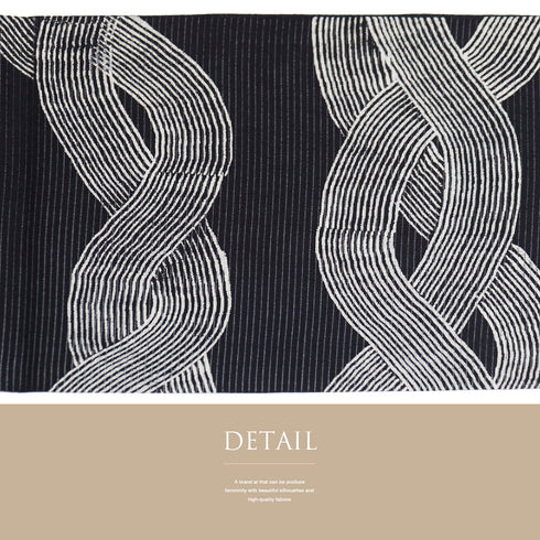 袋帯 リサイクル 帯丈460cm 六通 ポイント柄 曲線柄 夏物 染め 絽 ネイビー LLサイズ 混合 新品・未使用品 お洒落