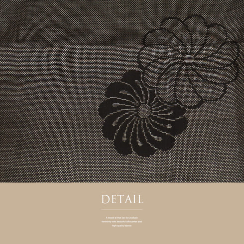 紬 リサイクル 身丈156.5cm 裄63cm 袷 ねじり菊柄 ブラウン Mサイズ お洒落 しつけ糸 正絹 広衿 Sランク