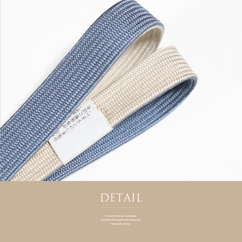 帯締め リサイクル セミフォーマル 平組紐 ブルー 正絹 新品・未使用品 植物柄