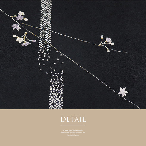 小紋 リサイクル 身丈161cm 裄67.2cm 袷 花柄 ブラック Lサイズ お洒落 カジュアル 正絹 広衿 Aランク