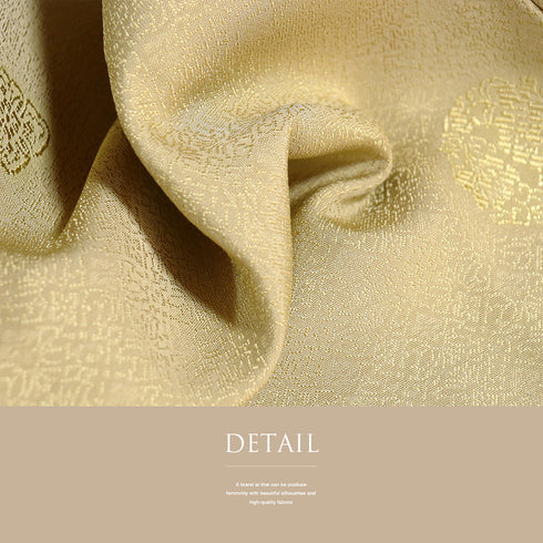 色無地 リサイクル 身丈168.5cm 裄66.4cm 袷 花柄 イエロー LLサイズ セミフォーマル 一つ紋 正絹 広衿 地紋あり Sランク