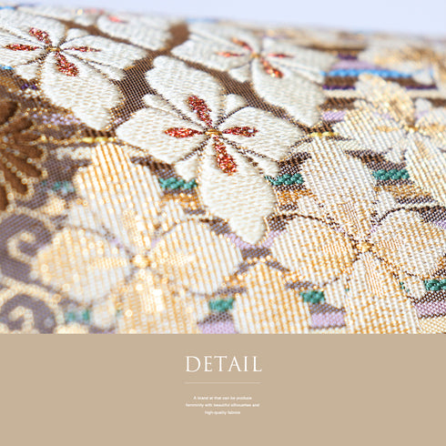 袋帯 リサイクル 帯丈438cm 六通 花菱に菊柄 ゴールド Mサイズ 正絹 新品・未使用品 フォーマル セミフォーマル