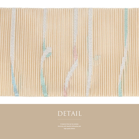 名古屋帯 リサイクル 帯丈369.5cm ポイント柄 8寸 絽 紐柄 金銀糸加工 ベージュ Mサイズ 不明 Sランク カジュアル