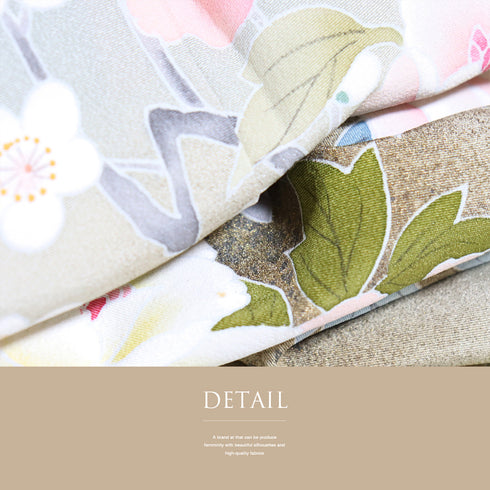 訪問着 リサイクル 身丈162.5cm 裄64.4cm 袷 花各種柄 箔 グリーン Lサイズ セミフォーマル お洒落 正絹 広衿 Aランク