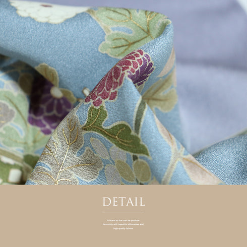 訪問着 身丈164.7cm 裄68.8cm 袷 源氏車に菊柄 千地泰弘 パープル Lサイズ お洒落 落款 正絹 広衿 Sランク