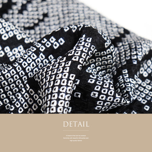 訪問着 リサイクル 身丈157.5cm 裄63cm 袷 ゆったりサイズ 絞り パールトーン加工済 ブラック Mサイズ お洒落 正絹 広衿 Sランク