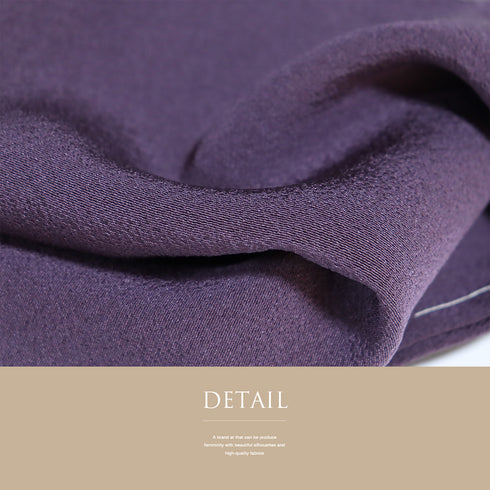 色無地 リサイクル 身丈158.2cm 裄66cm 袷 パープル Mサイズ セミフォーマル お洒落 一つ紋 しつけ糸 正絹 広衿 地紋なし Sランク