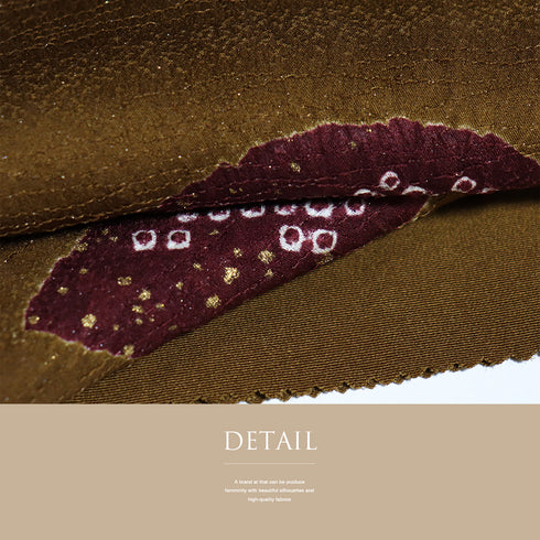 帯揚げ リサイクル お洒落 ちりめん 正絹 ブラウン 扇柄 新品・未使用品