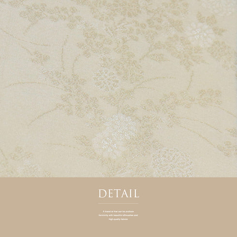 色無地 リサイクル 身丈164cm 裄65.6cm 袷 花柄 アイボリー Lサイズ セミフォーマル お洒落 一つ紋 正絹 広衿 地紋あり Sランク