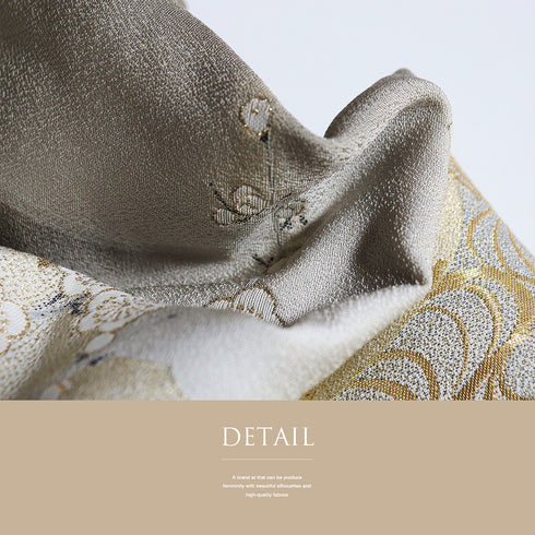 色留袖 リサイクル 身丈163.5cm 裄66cm 袷 観世水に白梅・紅梅柄 織り出し模様 比翼無し グレー Lサイズ 一つ紋 しつけ糸 正絹 広衿 Sランク