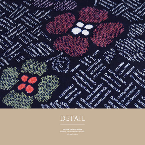 浴衣 リサイクル 夏着物 身丈149.5cm 裄64.4cm 夏物 絞り 花柄 ネイビー SSサイズ カジュアル しつけ糸 木綿 洗える着物 バチ衿 Sランク