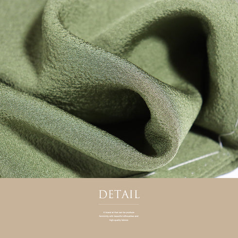 色無地 リサイクル 身丈160cm 裄63.6cm 袷 ちりめん グリーン Mサイズ お洒落 しつけ糸 正絹 広衿 Sランク