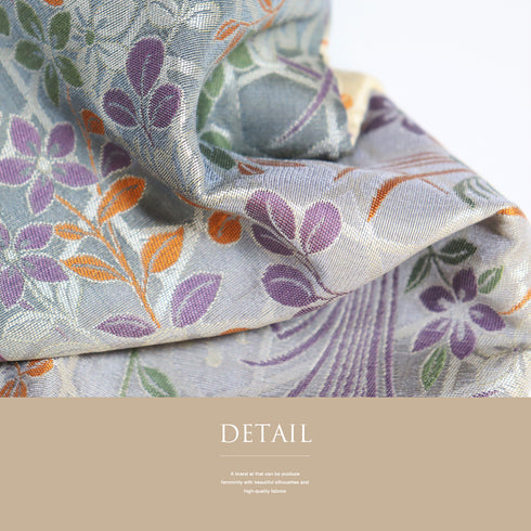 道中着 リサイクル 身丈88.7cm 裄65.2cm 袷 能衣装 籠目に草花柄 多色 Mサイズ お洒落 正絹 Sランク