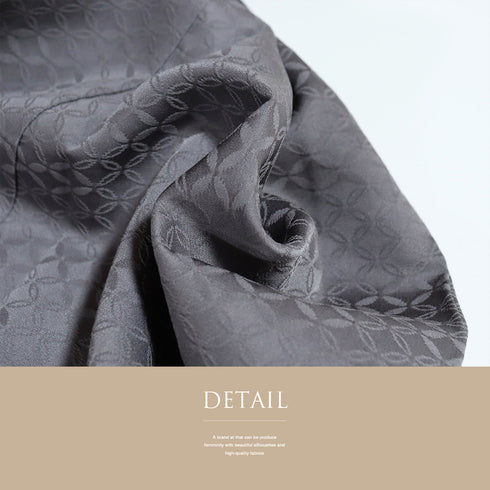 色無地 リサイクル 身丈158cm 裄62.4cm 袷 七宝柄 パープル Mサイズ セミフォーマル お洒落 一つ紋 正絹 広衿 地紋あり Sランク