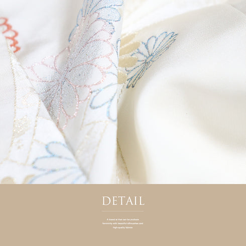 羽織 リサイクル 身丈80cm 裄64.8cm 袷 菊や梅や紅葉柄 地紋 アイボリー Mサイズ セミフォーマル お洒落 一つ紋 しつけ糸 正絹 Sランク