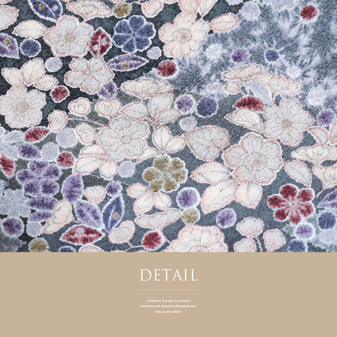 小紋 リサイクル 身丈159cm 裄62.8cm 袷 辻ヶ花模様 地紋 グレー Mサイズ お洒落 カジュアル 証紙 しつけ糸 正絹 広衿 Sランク