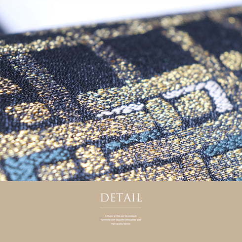 袋帯 リサイクル 帯丈432cm 六通 抽象柄 ネイビー Sサイズ 正絹 Sランク お洒落