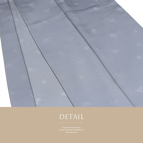 色無地 リサイクル 身丈158.5cm 裄63.8cm 袷 草花柄 パープル Mサイズ お洒落 落款 しつけ糸 正絹 広衿 地紋あり Sランク