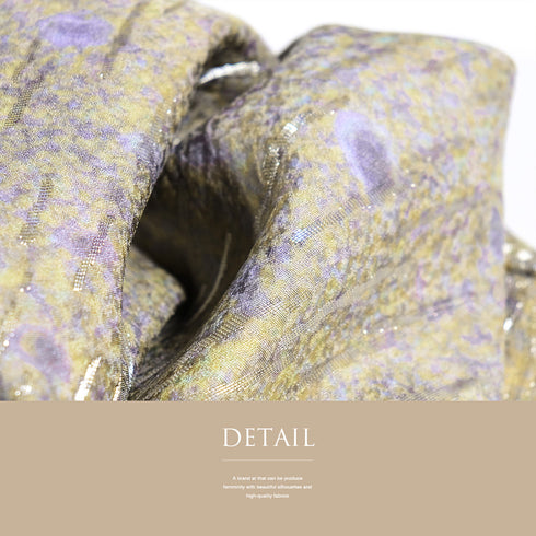 訪問着 リサイクル 身丈155.5cm 裄64.6cm 袷 金銀通し模様 地紋 イエロー Mサイズ お洒落 しつけ糸 正絹 広衿 Sランク