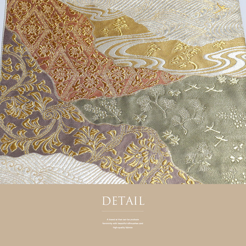 袋帯 リサイクル 帯丈440cm 六通 道長取り 唐草模様 松柄 ゴールド Mサイズ 正絹 Sランク フォーマル セミフォーマル