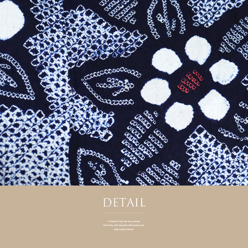 浴衣 リサイクル 夏着物 身丈155.8cm 裄64.4cm 夏物 絞り 花柄 ネイビー Mサイズ カジュアル 木綿 洗える着物 バチ衿 Sランク