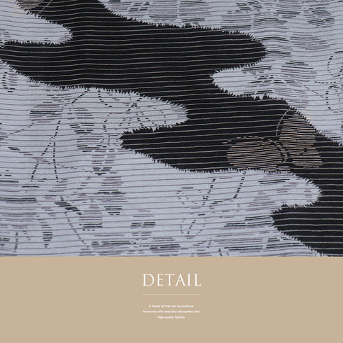 小紋 リサイクル 夏着物 身丈155.5cm 裄66cm 夏物 葉柄 霞に蝶柄 グレー Mサイズ カジュアル ポリエステル 洗える着物 広衿 Aランク