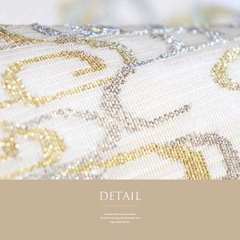 袋帯 リサイクル 帯丈456cm ポイント柄 花柄 夏用 ベージュ Lサイズ 正絹 Sランク お洒落