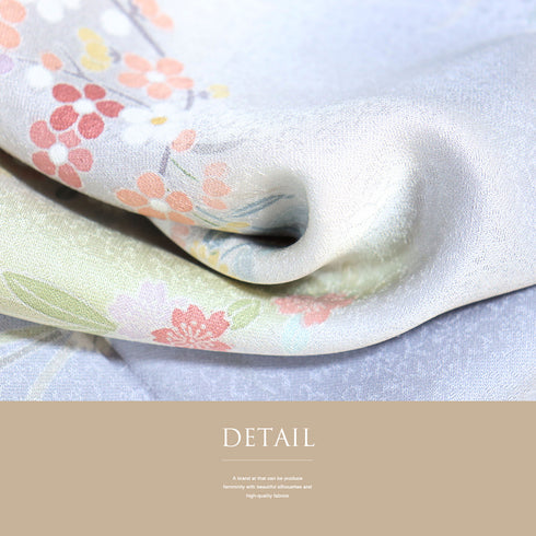 訪問着 リサイクル 身丈163.8cm 裄71.8cm 袷 花丸や華文柄 地紋 金駒刺繍 グレー Lサイズ フォーマル セミフォーマル 正絹 広衿 Sランク