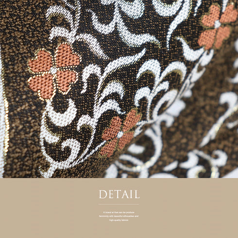 袋帯 リサイクル 帯丈444cm 六通 花菱に唐草柄 廣部商事 ブラウン Mサイズ 正絹 新品・未使用品 フォーマル お洒落