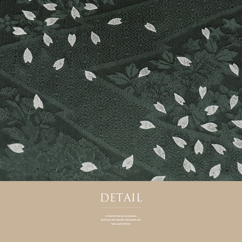 帯揚げ リサイクル お洒落 綸子 正絹 グリーン 菱柄 桜の花びら柄 未使用品 AG-1165