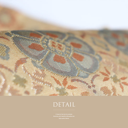 名古屋帯 リサイクル 帯丈362.5cm 全通 有職文様 ブラウン Mサイズ 正絹 Sランク お洒落