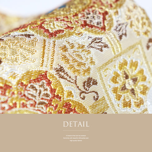 袋帯 リサイクル 帯丈434cm 六通 華紋柄 ゴールド Sサイズ 正絹 Sランク フォーマル セミフォーマル