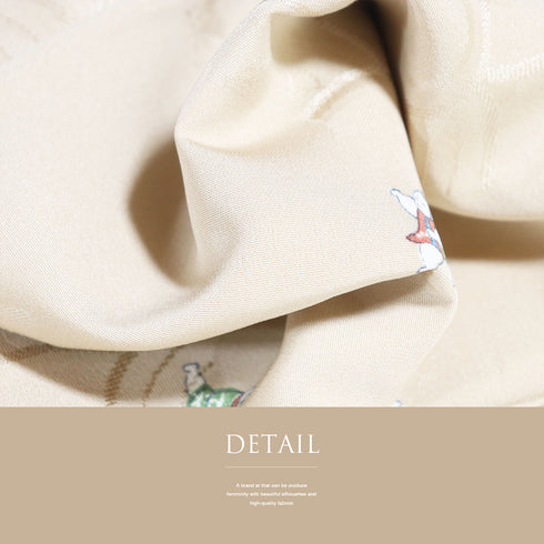 小紋 リサイクル 身丈156.5cm 裄63.8cm 袷 デザイン青海波に唐子人形柄 地紋 ベージュ Mサイズ お洒落 正絹 広衿 Sランク