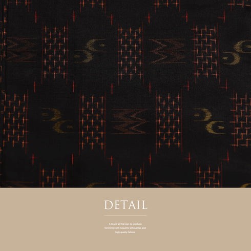 紬 リサイクル 身丈163.3cm 裄66.4cm 袷 伊勢崎絣 絣柄 ブラック Lサイズ お洒落 カジュアル 証紙 しつけ糸 正絹 広衿 Sランク