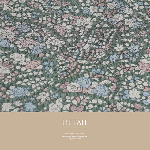 小紋 リサイクル 身丈162cm 裄65.8cm 袷 辻が花風模様 グリーン Lサイズ お洒落 カジュアル 正絹 広衿 Aランク