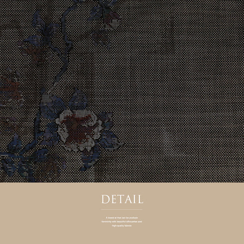 紬 リサイクル 身丈167cm 裄66.2cm 袷 花に枝模様 ブラウン LLサイズ お洒落 カジュアル しつけ糸 正絹 広衿 Sランク