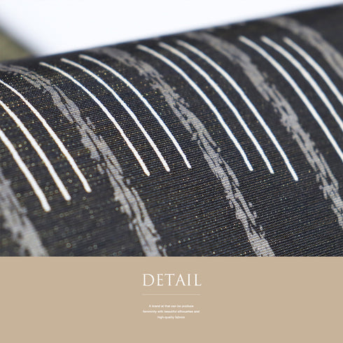 袋帯 リサイクル 帯丈440cm 全通 縞や丸柄 ブラック Mサイズ 正絹 新品・未使用品 お洒落