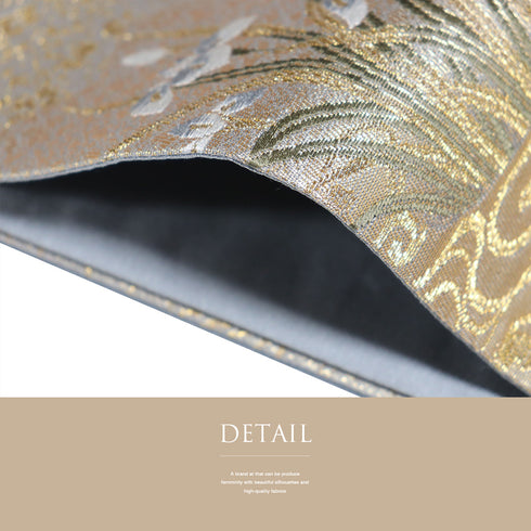 袋帯 リサイクル 帯丈448cm 六通 扇面蒔絵花文柄 ゴールド Mサイズ 正絹 新品・未使用品 フォーマル セミフォーマル