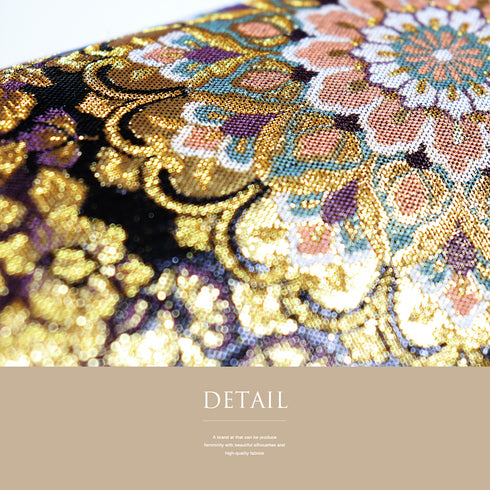 袋帯 リサイクル 帯丈428cm 六通 華文柄 ブラック Sサイズ 正絹 新品・未使用品 フォーマル