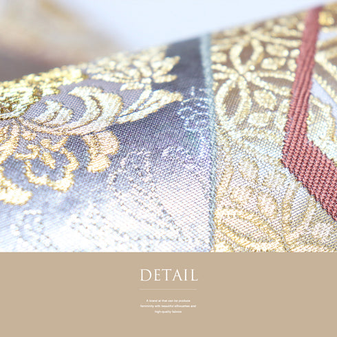 袋帯 リサイクル 帯丈428cm 六通 清薫典雅 正倉院花文 光琳 シルバー Sサイズ 正絹 新品・未使用品 フォーマル セミフォーマル