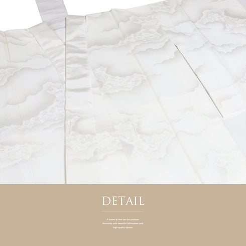 長襦袢 リサイクル 長襦袢 身丈130.7cm 裄64.6cm 袷 雲取り柄 地紋 ホワイト Mサイズ しつけ糸 正絹 Aランク